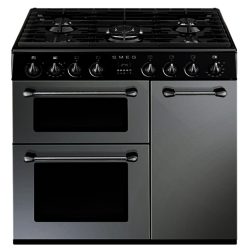 Smeg BU93S 90cm Burghley Duel Fuel 3 Cavity Range Cooker in Silver